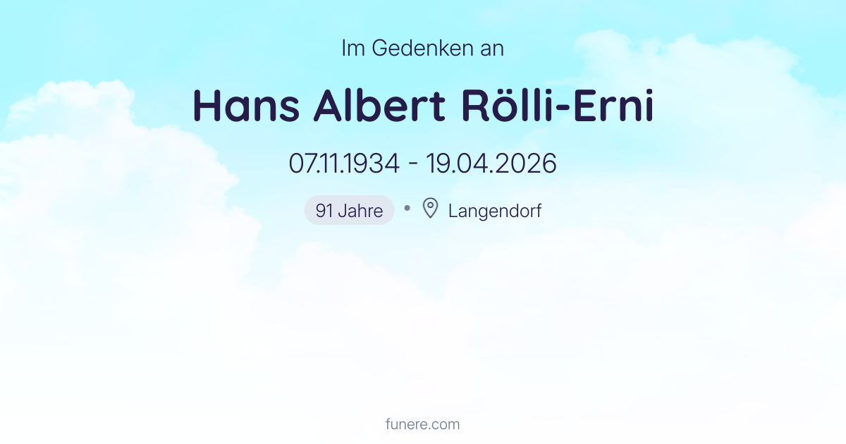 Todesanzeige Hans Albert Rölli-Erni, Langendorf, Solothurn ...